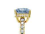 Yellow gold Fancy Blue Radiant Cut Solitaire Diamond Engagement Ring with Pavé Band and Six-Prong Setting_29