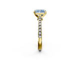 Yellow gold Fancy Blue Radiant  Cut Solitaire Diamond Engagement Ring with Pave Band and Four-Prong Setting_130