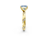 Yellow gold Fancy Blue Radiant Cut Solitaire Diamond Engagement Ring with Twisted Pave Band and Four-Prong Setting_5