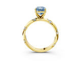 Yellow gold Fancy Blue Radiant Cut Solitaire Diamond Engagement Ring with Twisted Pave Band and Four-Prong Setting_6