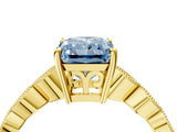 Yellow gold Fancy Blue Radiant Cut Solitaire Diamond Ring with Infinity Twist Band and Four-Prong Setting_16