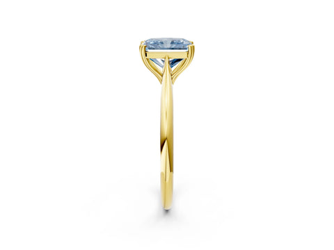 Yellow gold Fancy Blue Radiant Cut Solitaire Diamond Ring with Six-Prong Setting and Classic Band_2