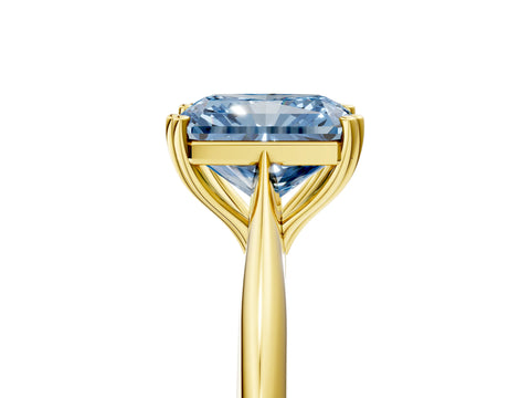 Yellow gold Fancy Blue Radiant Cut Solitaire Diamond Ring with Six-Prong Setting and Classic Band_5