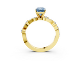 Yellow gold Fancy Blue Radiant  Cut Solitaire Diamond Twisted Band with Pave Setting_31