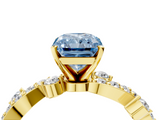 Yellow gold Fancy Blue Radiant  Cut Solitaire Diamond Twisted Band with Pave Setting_32