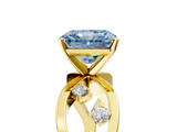Yellow gold Fancy Blue Radiant  Cut Solitaire Diamond with Side Stones on Criss-Cross Band and Four-Prong Setting_8