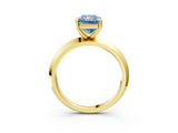 Yellow gold Fancy Blue Radiant  Cut Solitaire Engagement Ring with Flat Band and Four-Prong Setting 4