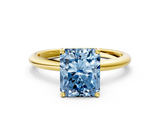 Yellow gold Fancy Blue Radiant  Cut Solitaire Engagement Ring with Four-Prong Setting and Classic Band_20