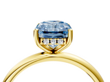 Yellow gold Fancy Blue Radiant  Cut Solitaire Engagement Ring with Four-Prong Setting and Classic Band_24