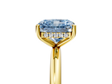 Yellow gold Fancy Blue Radiant  Cut Solitaire Engagement Ring with Four-Prong Setting and Classic Band_25