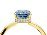 Yellow gold Fancy Blue Radiant  Cut Solitaire Engagement Ring with Four-Prong Setting on a Classic Band_24