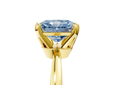 Yellow gold Fancy Blue Radiant Cut Solitaire Engagement Ring with Six-Prong Setting and Tapered Band_5