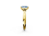 Yellow gold Fancy Blue Radiant  Cut Solitaire Engagement Ring with Tapered Band and Four-Prong Setting 2