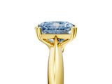 Yellow gold Fancy Blue Radiant  Cut Solitaire Engagement Ring with Tapered Band and Four-Prong Setting 5
