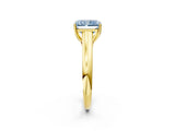 Yellow gold Fancy Blue Radiant Cut Solitaire Engagement Ring with Tapered Band and Four-Prong Setting_5