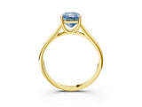 Yellow gold Fancy Blue Radiant Cut Solitaire Engagement Ring with Tapered Band and Four-Prong Setting_6
