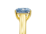 Yellow gold Fancy Blue Radiant Cut Solitaire Engagement Ring with Tapered Band and Four-Prong Setting_8