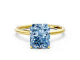 Yellow gold Fancy Blue Radiant  Cut Solitaire Engagement Ring with Thin Band and Four-Prong Setting_3