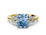 Yellow gold Fancy Blue Radiant  Cut Solitaire Floral Diamond Ring with Four-Prong Setting_40