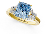 Yellow gold Fancy Blue Radiant  Cut Solitaire Floral Diamond Ring with Four-Prong Setting_41