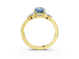 Yellow gold Fancy Blue Radiant  Cut Solitaire Floral Diamond Ring with Four-Prong Setting_43