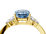 Yellow gold Fancy Blue Radiant  Cut Solitaire Floral Diamond Ring with Four-Prong Setting_44