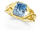 Yellow gold Fancy Blue Radiant Cut Solitaire Intertwined Band Prong Setting Ring_1