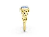 Yellow gold Fancy Blue Radiant Cut Solitaire Intertwined Band Prong Setting Ring_2