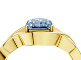 Yellow gold Fancy Blue Radiant Cut Solitaire Intertwined Band Prong Setting Ring_4