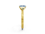 Yellow gold Fancy Blue Radiant Cut Solitaire Milgrain Engraved Band with Four-Prong Setting_2