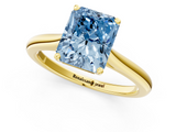 Yellow gold Fancy Blue Radiant  Cut Solitaire Ring with Cathedral Band and Four-Prong Setting_39