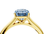 Yellow gold Fancy Blue Radiant  Cut Solitaire Ring with Cathedral Band and Four-Prong Setting_42