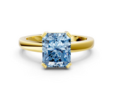 Yellow gold Fancy Blue Radiant  Cut Solitaire Ring with Four-Prong Setting and Classic Band_47
