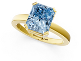 Yellow gold Fancy Blue Radiant  Cut Solitaire Ring with Four-Prong Setting and Classic Band_48