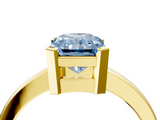 Yellow gold Fancy Blue Radiant  Cut Solitaire Ring with Four-Prong Setting and Classic Band_51