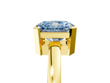 Yellow gold Fancy Blue Radiant  Cut Solitaire Ring with Four-Prong Setting and Classic Band_52