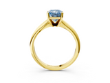 Yellow gold Fancy Blue Radiant  Cut Solitaire Ring with Four-Prong Setting on a Classic Band_28