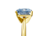 Yellow gold Fancy Blue Radiant  Cut Solitaire Ring with Four-Prong Setting on a Classic Band_30