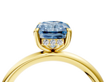 Yellow gold Fancy Blue Radiant  Cut Solitaire Ring with Thin Band and Four-Prong Setting_20