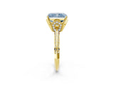 Yellow gold Fancy Blue Radiant Cut Solitaire Split Shank Pave Diamond Engagement Ring with Four-Prong Setting_2