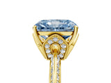 Yellow gold Fancy Blue Radiant Cut Solitaire Split Shank Pave Diamond Engagement Ring with Four-Prong Setting_29
