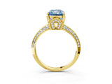 Yellow gold Fancy Blue Radiant Cut Solitaire Split Shank Pave Diamond Engagement Ring with Four-Prong Setting_3