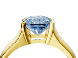 Yellow gold Fancy Blue Radiant Cut Solitaire Tension Set Diamond Ring with Split Shank Band_4