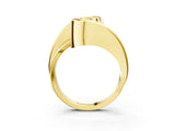 Yellow gold Fancy Blue Radiant Cut Solitaire Tension-Set Diamond Split Shank Ring_3