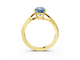 Yellow gold Fancy Blue Radiant  Cut Solitaire Twist Band Ring with Four-Prong Setting_23