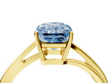 Yellow gold Fancy Blue Radiant  Cut Solitaire Twist Band Ring with Four-Prong Setting_24