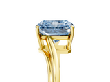 Yellow gold Fancy Blue Radiant  Cut Solitaire Twist Band Ring with Four-Prong Setting_25