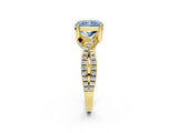 Yellow gold Fancy Blue Radiant Cut Solitaire Twist Pave Diamond Engagement Ring with Prong Setting_2