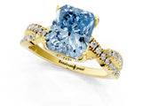 Yellow gold Fancy Blue Radiant Cut Solitaire Twist Pave Diamond Engagement Ring with Prong Setting_25