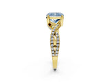 Yellow gold Fancy Blue Radiant Cut Solitaire Twist Pave Diamond Engagement Ring with Prong Setting_26